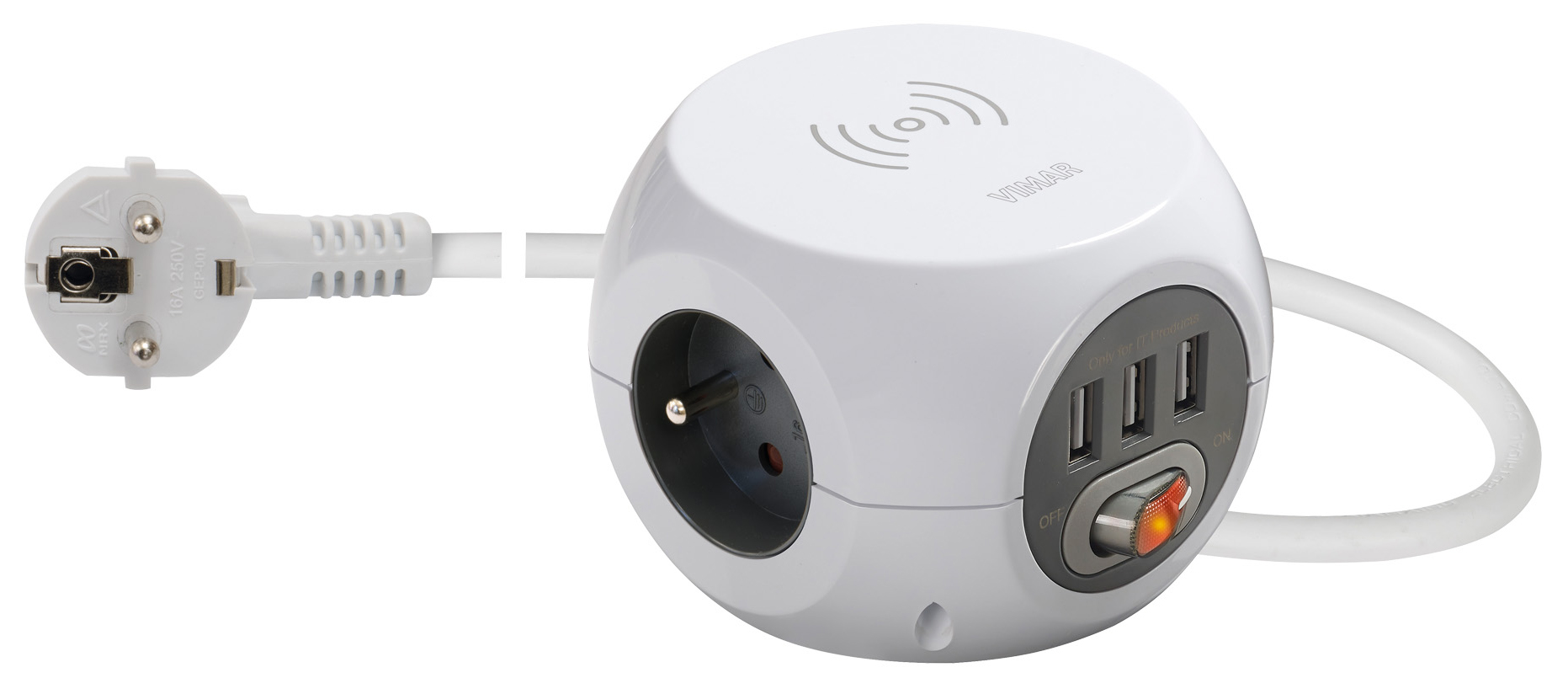 Višestruka utičnica 16A 3FR+3USB+prekidač+indukcija