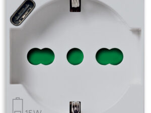 2P+E 16A Univerzalna+USB-C utičnica Srebrna