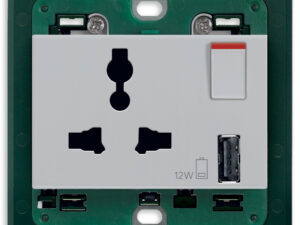 2P+E 13A SICURY utičnica višenamjenska USB A Sil