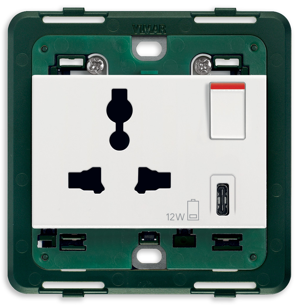 2P+E13A SICURY Multi.+USB C utičnica bijela