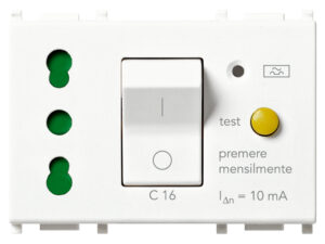 2P+E 16A P17/11 utičnica +C16 RCBO bijela