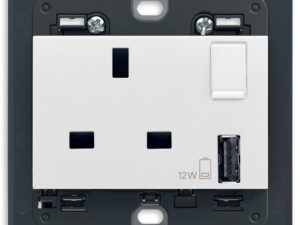 2P+E13ABS utičnica+prekidač+A-USB bijela