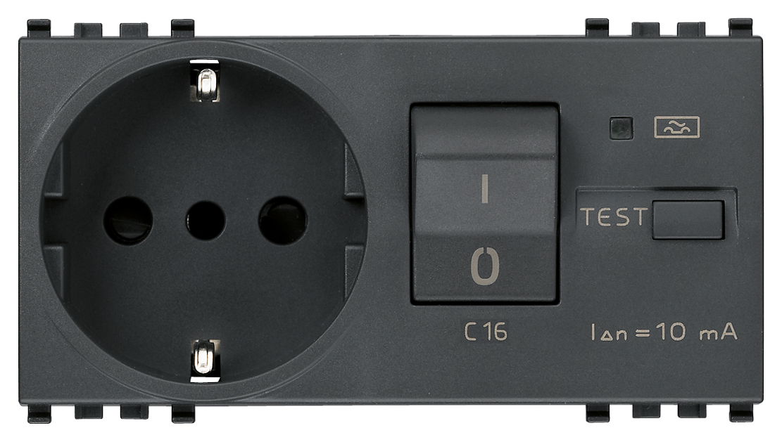 2P+E 16A P30 utičnica+C16 RCBO siva