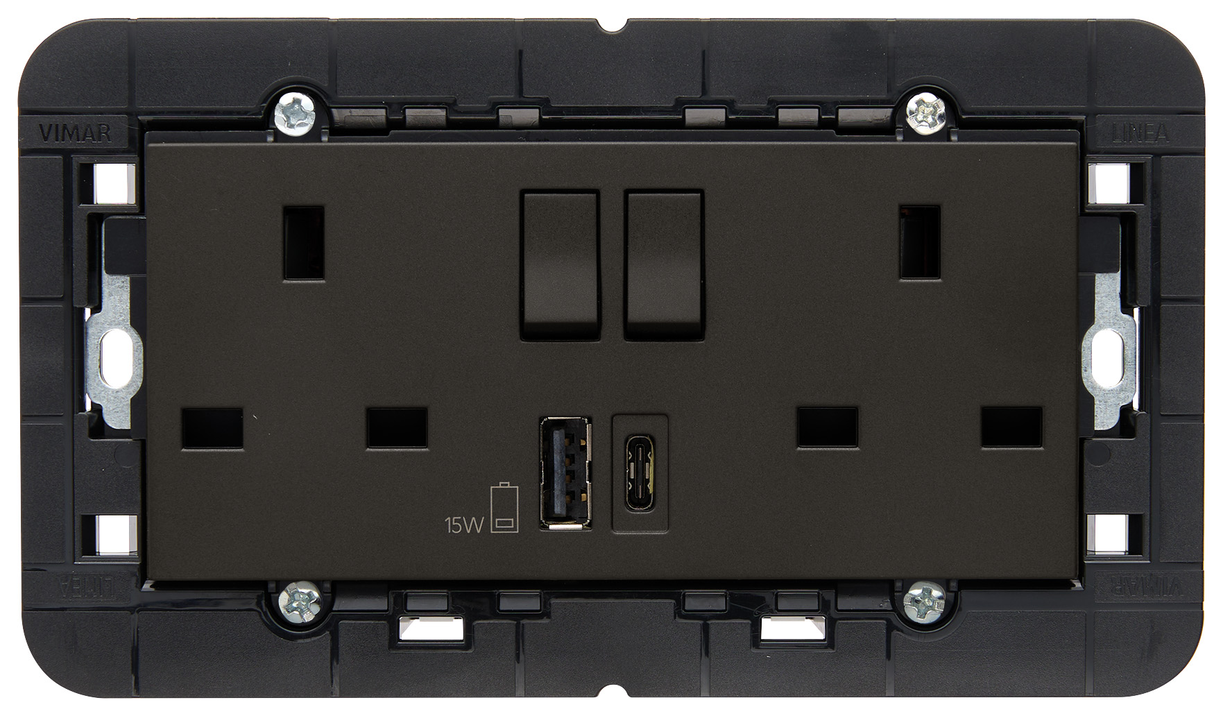 2 2P+E13ABS utičnica+crveni prekidač+A/C-USB plavi